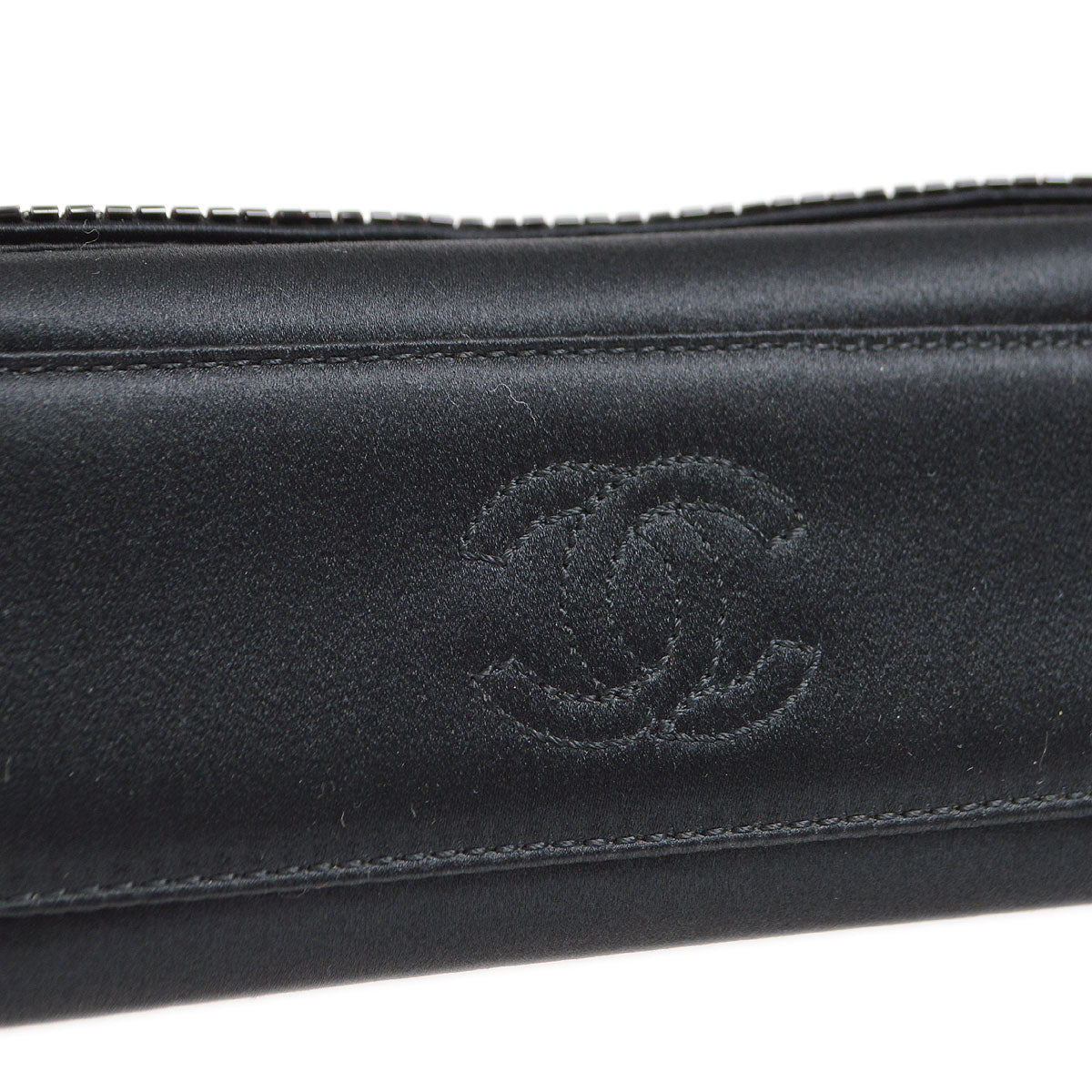 Luxury Chanel 1997-1999 Bead Shoulder Bag Black Satin