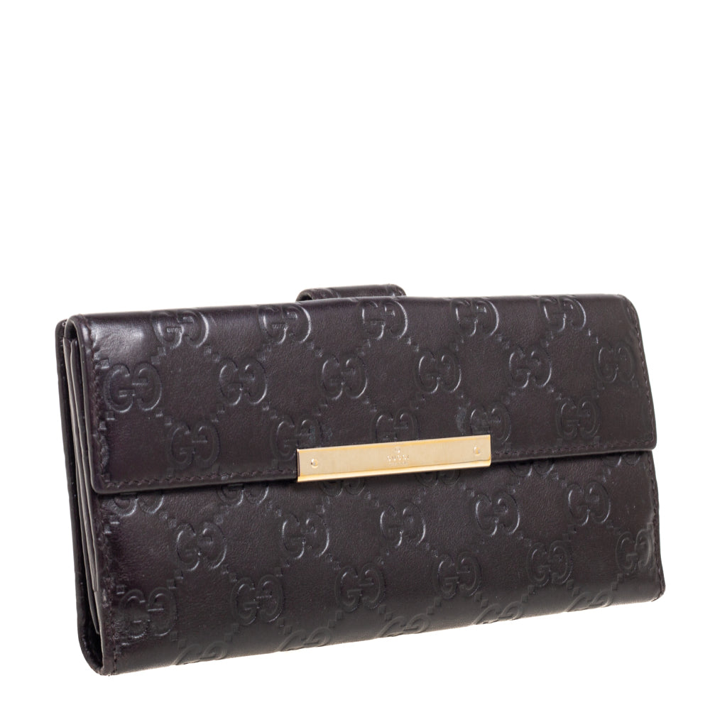 Luxury Gucci Trending 2025 Dark Brown Luxury Gucci Trending 2025ssima Leather Flap Continental Wallet..