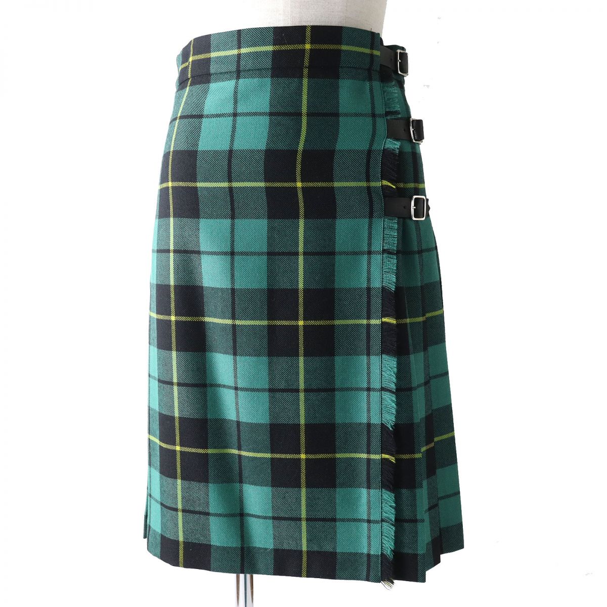 Luxury Gucci Trending 2025 Wool Wrap Skirt with Leather Belt Green Size 38
