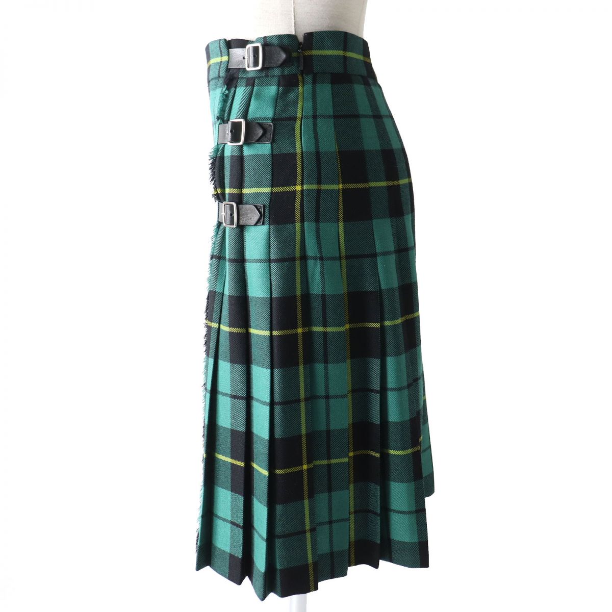 Luxury Gucci Trending 2025 Wool Wrap Skirt with Leather Belt Green Size 38