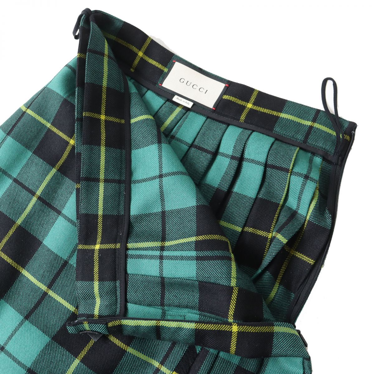 Luxury Gucci Trending 2025 Wool Wrap Skirt with Leather Belt Green Size 38