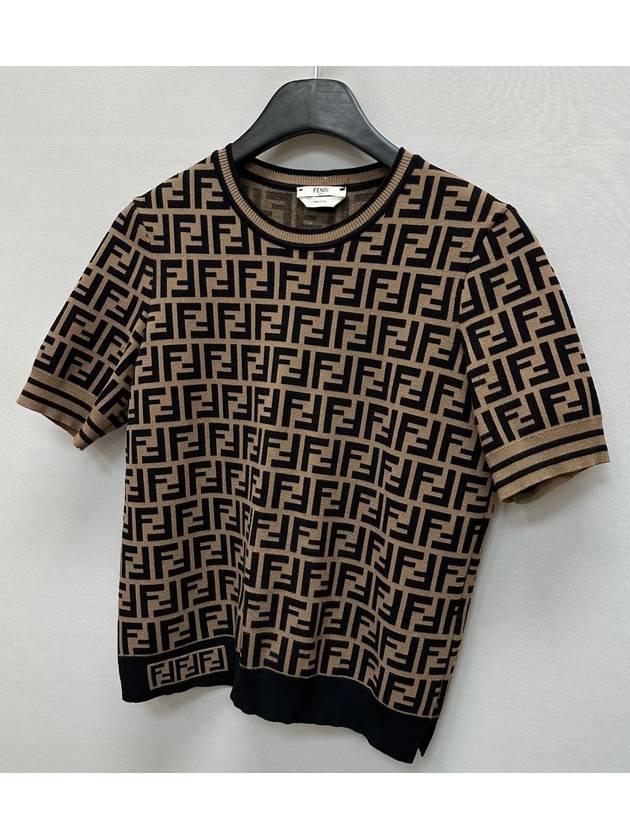 Luxury Fendi FF logo wool over classic short sleeve knit 42