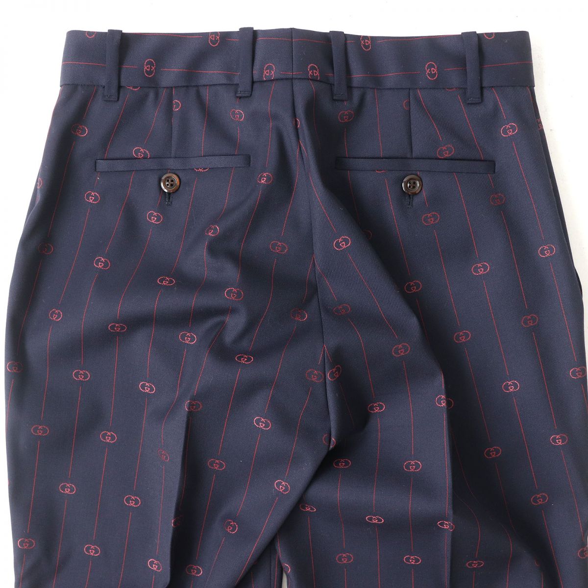 Luxury Gucci Trending 2025 Interlocking G Trousers 38 Navy Red