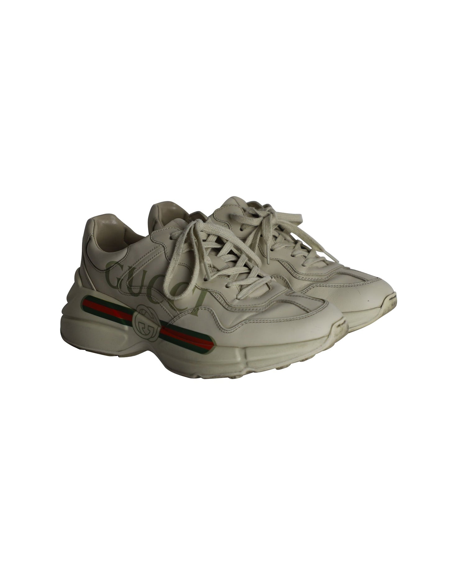 Luxury Gucci Trending 2025 Rhyton Interlocking G Sneakers in Beige Leather
