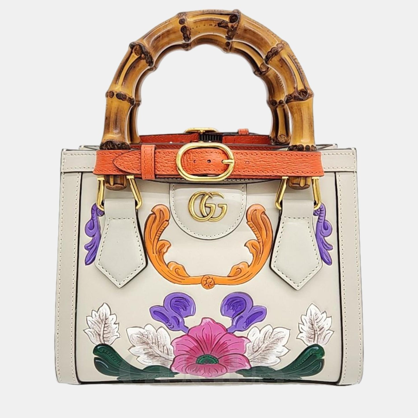 Luxury Gucci Trending 2025 Cream Leather Mini Diana Tote Bag