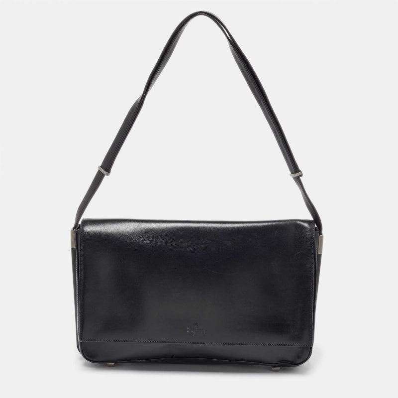 Luxury Gucci Trending 2025 Black Leather Flap Shoulder Bag