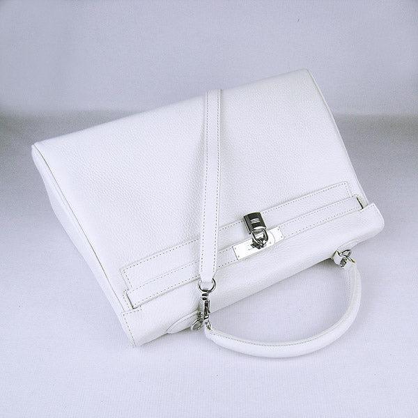 Luxury Hermes Kelly 35cm Togo Leather Handbag White/Silver
