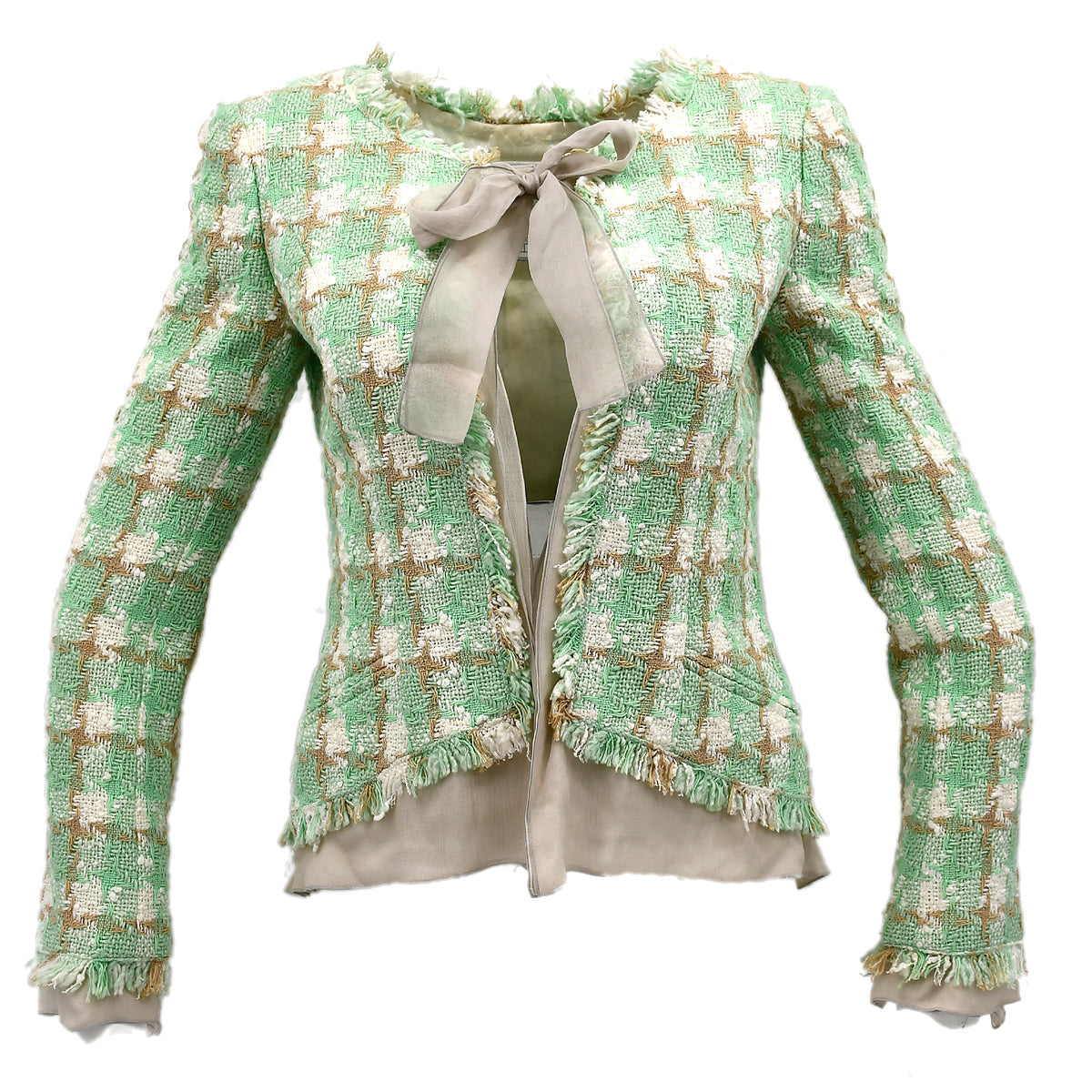 Chanel Collarless Jacket Green 23 #38