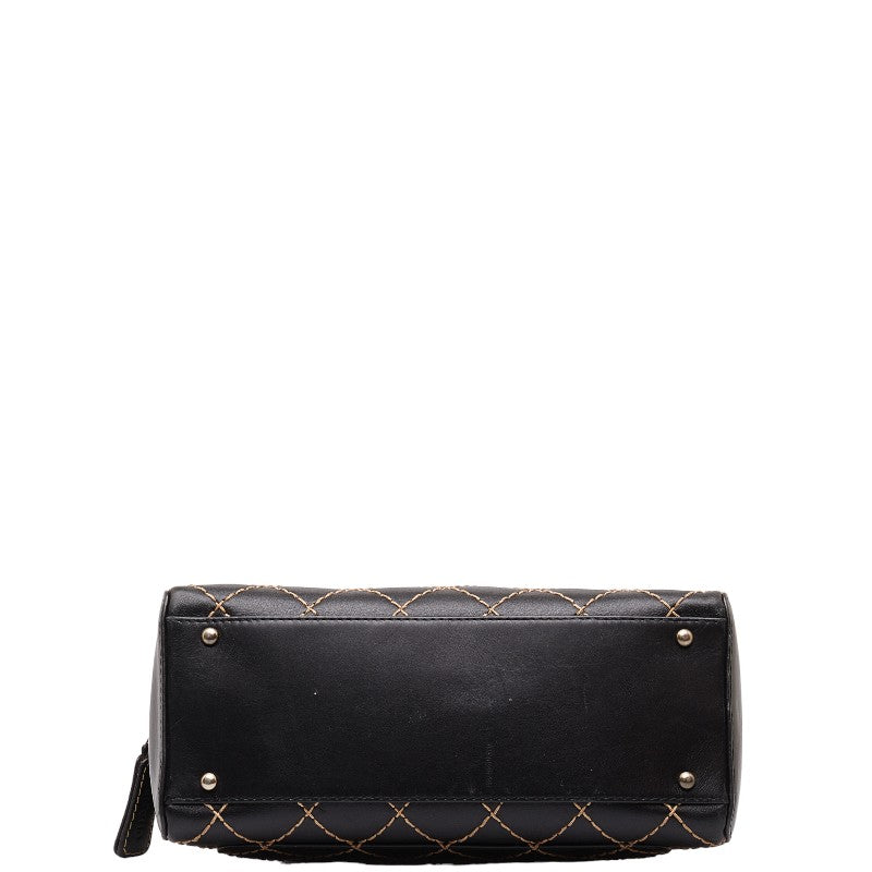 Chanel Wild Stick Coca-Cola Handbag Boston Bag Black Beige Leather Chanel