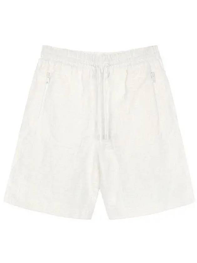 Luxury Fendi Bermuda FF Cotton Shorts Cream