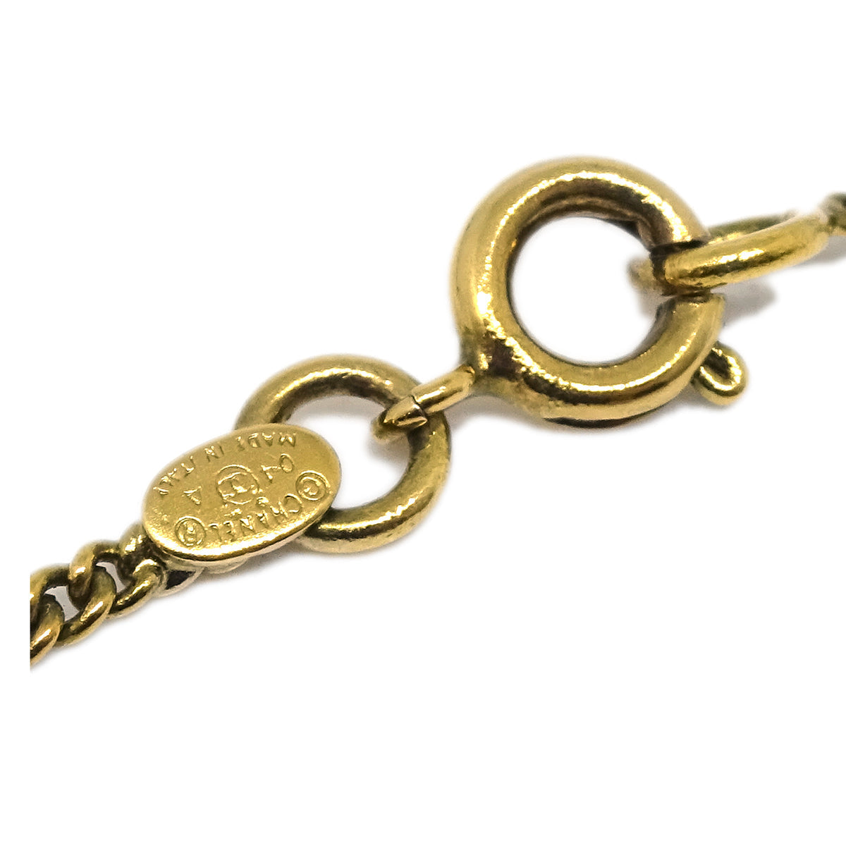 Chanel Lipstick Chain Pendant Necklace Rhinestone Gold 04A