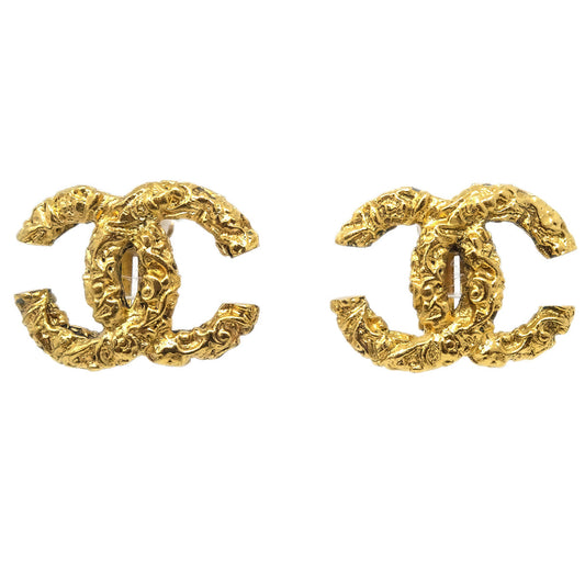 Luxury Chanel CC Earrings Clip-On Gold 93A