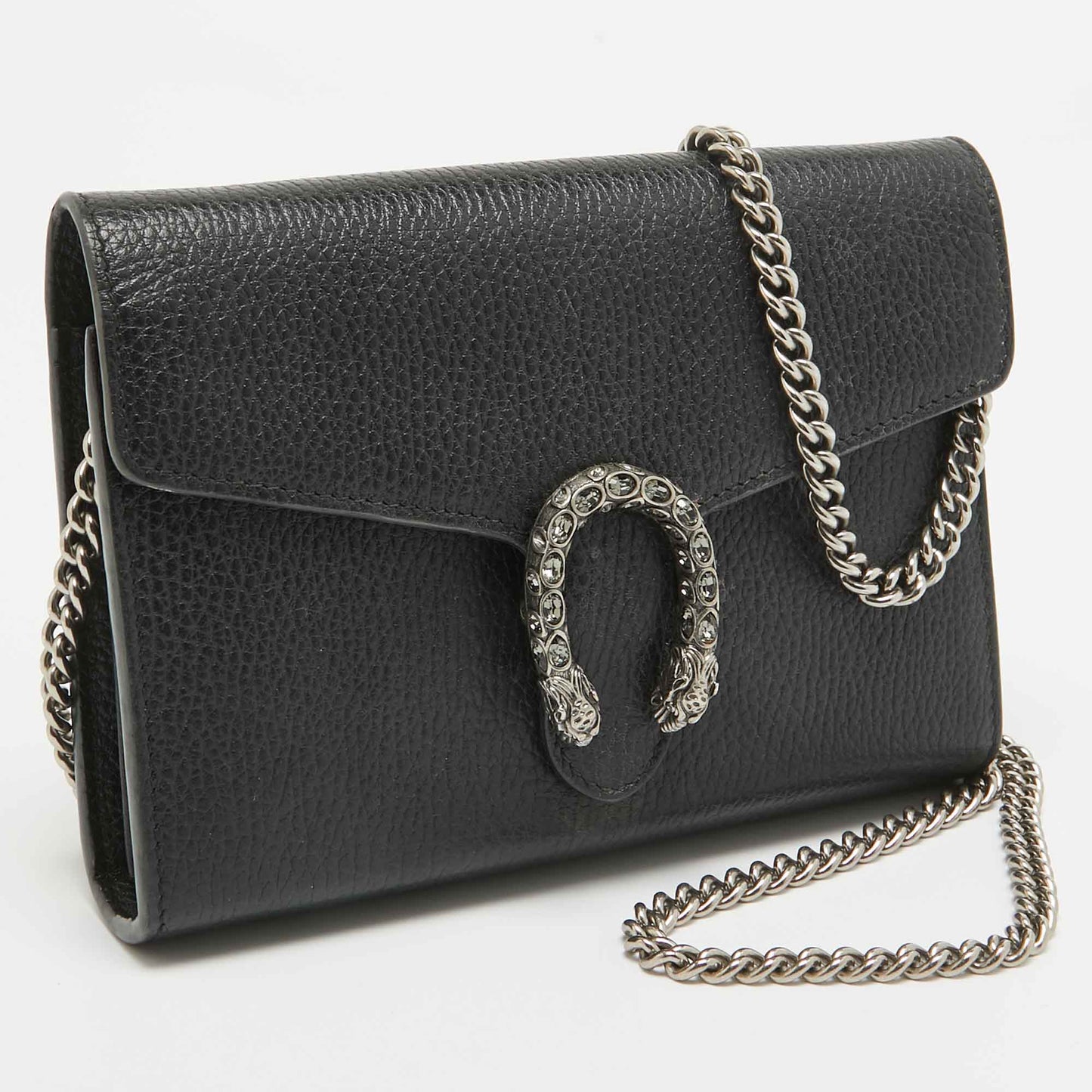 Gucci Black Leather Mini Dionysus Wallet On Chain..
