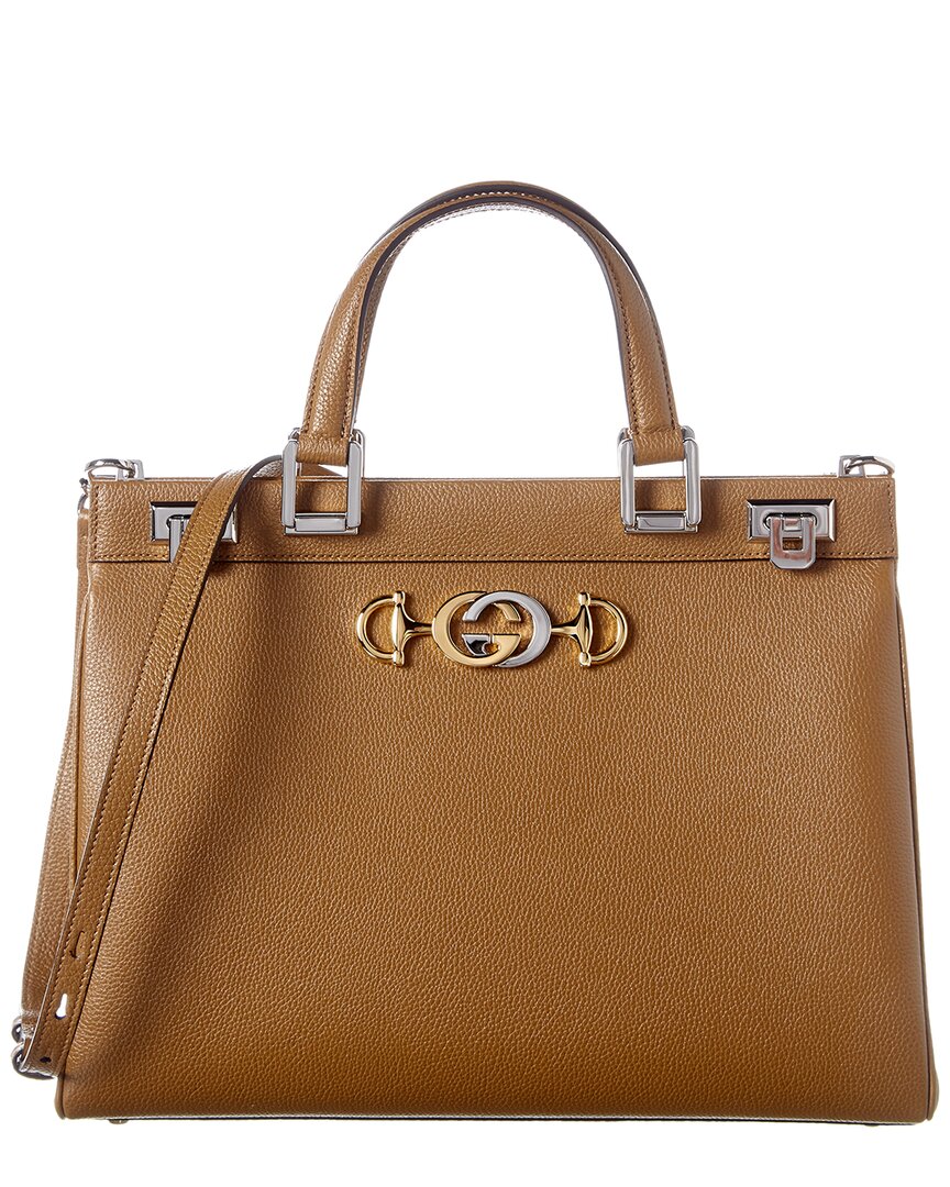 Luxury Gucci Trending 2025 Zumi Medium Leather Top Handle Tote