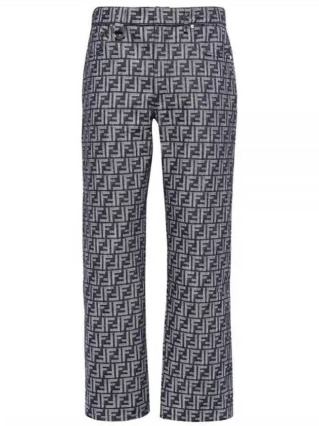 Luxury Fendi FF Detailed Straight Jeans Blue