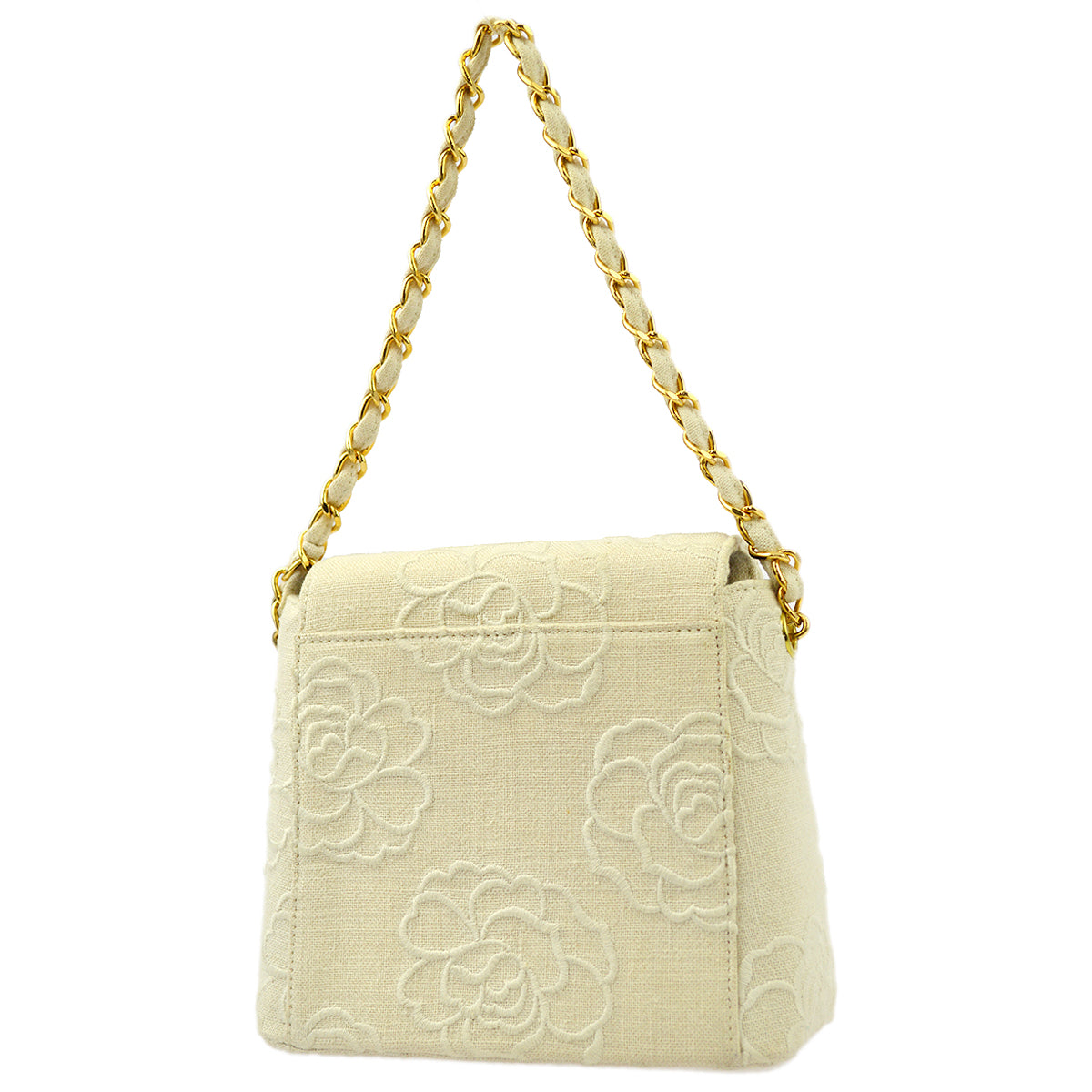 Luxury Chanel * White Canvas Camellia Straight Flap Handbag