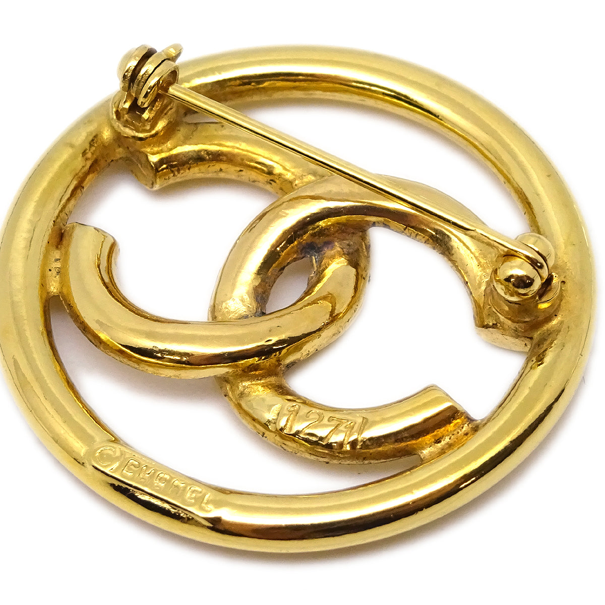 Luxury Chanel Medallion Brooch Pin Gold 1271