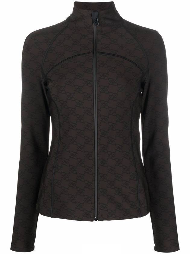 Luxury Fendi Karligraphy Zip-Up Jacket Brown