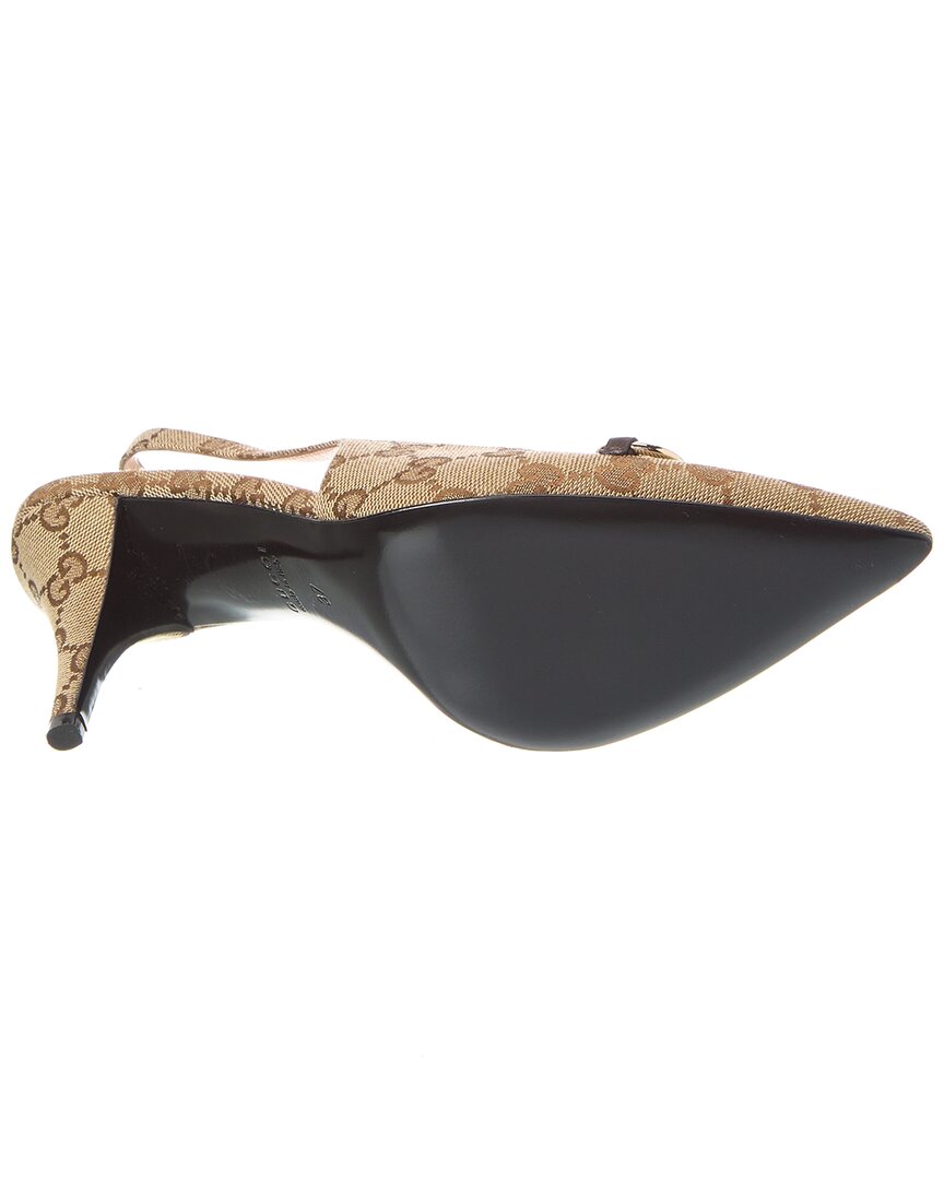 Gucci Horsebit GG Canvas Slingback Pump