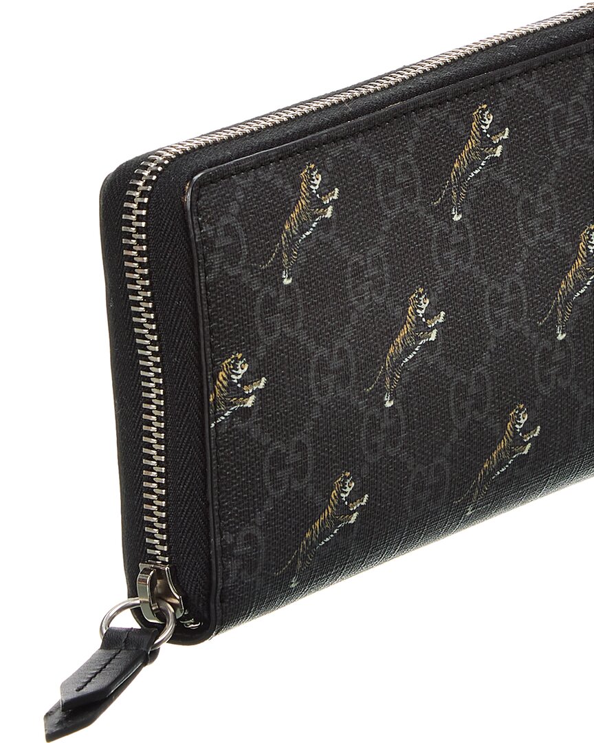 Luxury Gucci Trending 2025 GG Tigers Supreme Canvas Zip Around Wallet