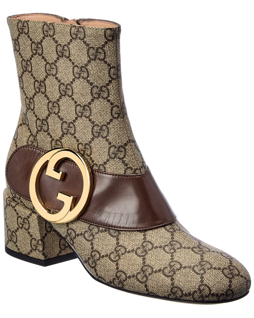 Gucci Blondie Canvas & Leather Ankle Bootie