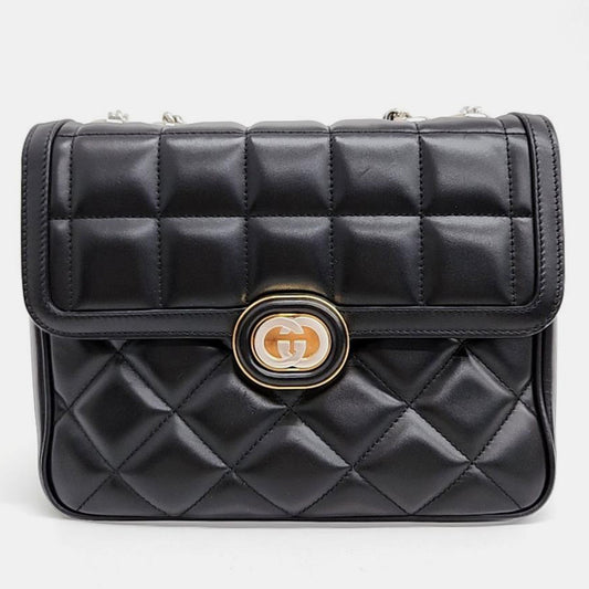 Luxury Gucci Trending 2025 Black Leather Small Shoulder Bag