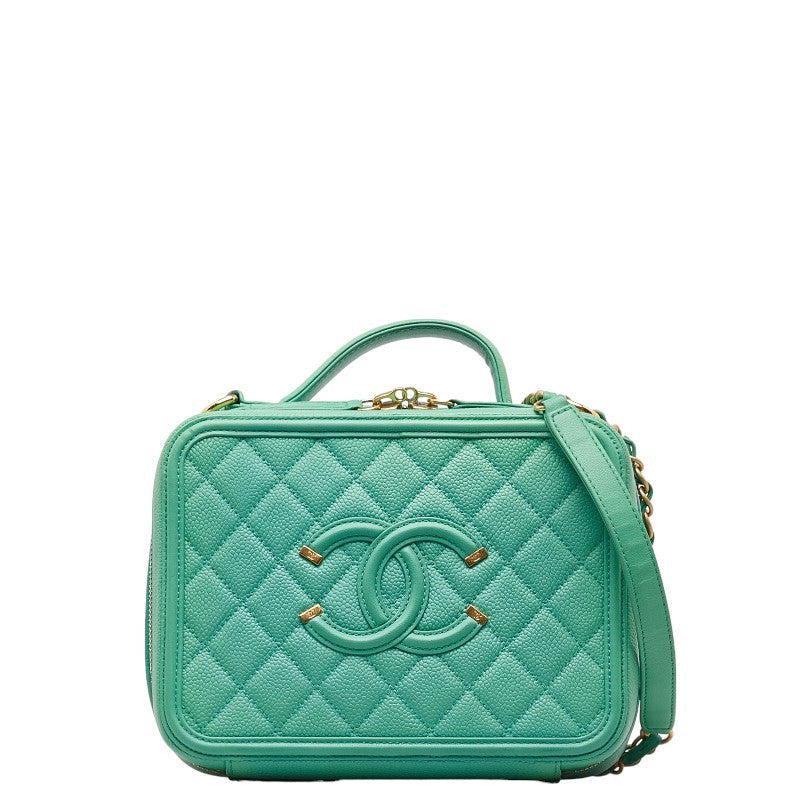 Chanel Matrases Coco Handbag Vanity Bag Shoulder Bag 2WAY Green Caviar S  CHANEL