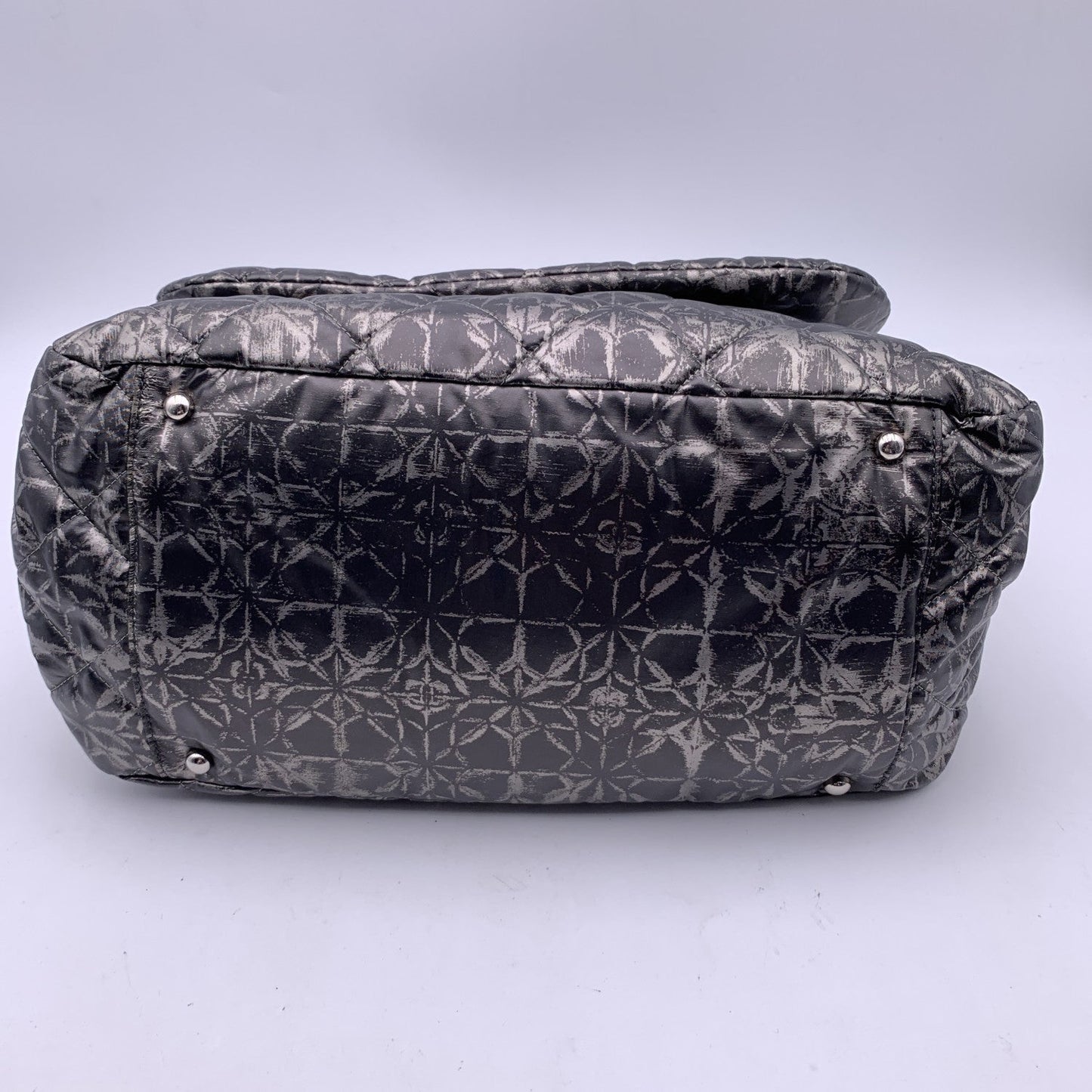 CHANEL Rock In Moscow Grey Abstract Print Nylon Accordion Flap Bag