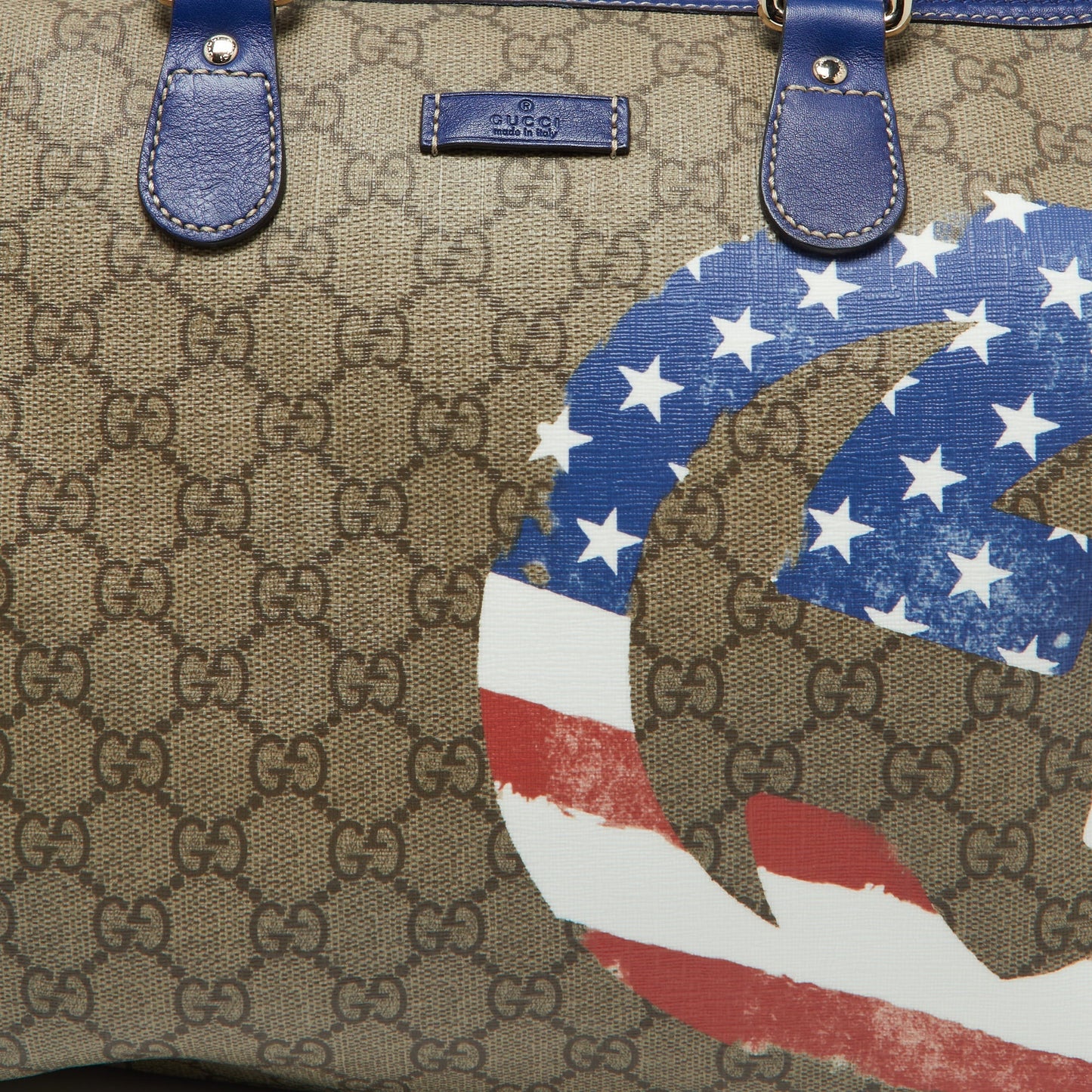 Gucci Multicolor Gg Supreme Canvas And Leather Medium Us Flag Joy Boston Bag