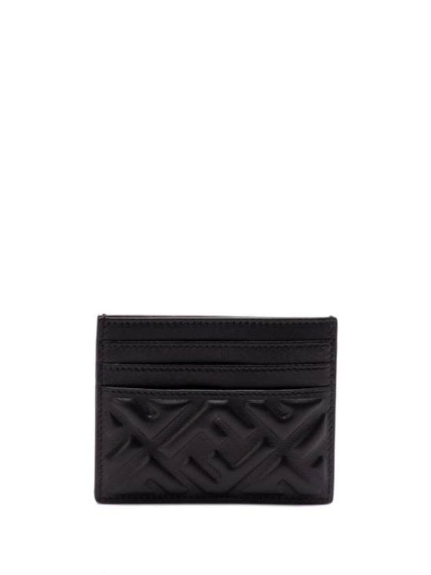 Luxury Fendi Baguette Embossed FF Logo Card Wallet Black