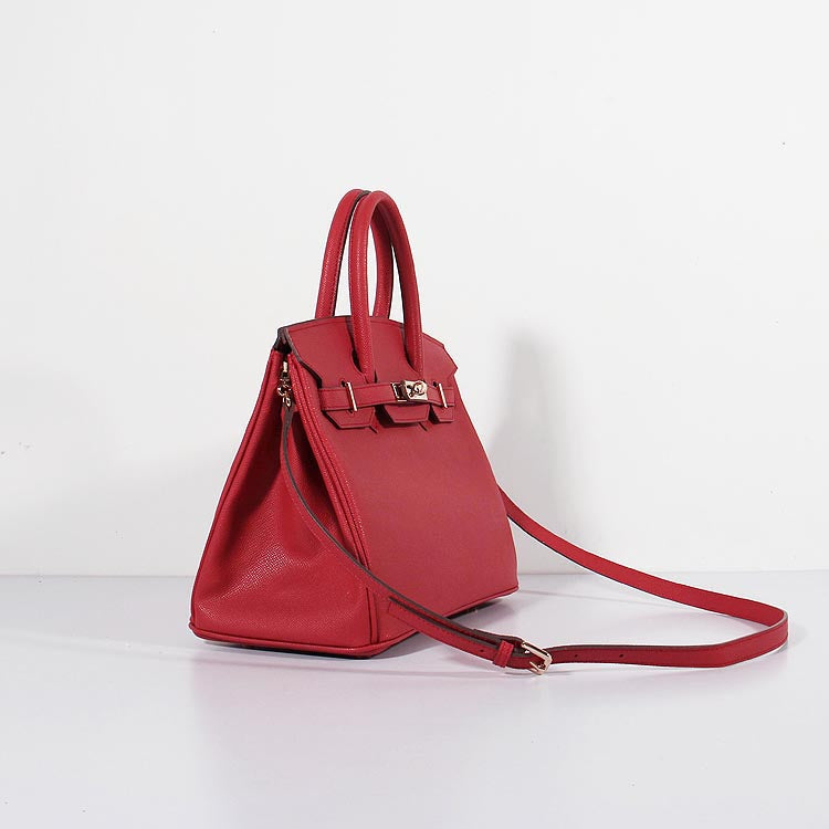 Luxury Hermes 30cm Birkin Bag Epsom Leather With Strap Red Gold
