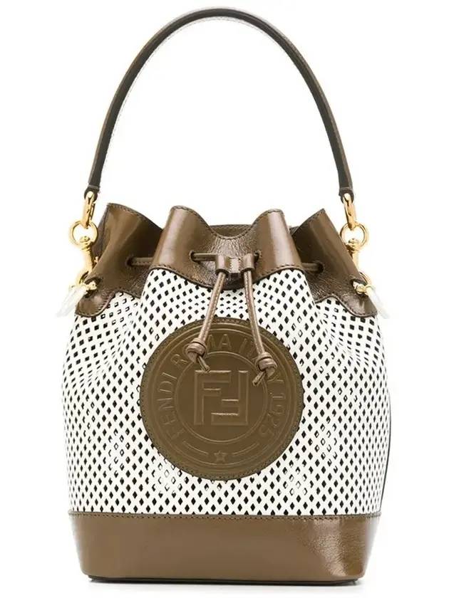 Luxury Fendi Montresor Logo Mesh Bucket Bag Brown