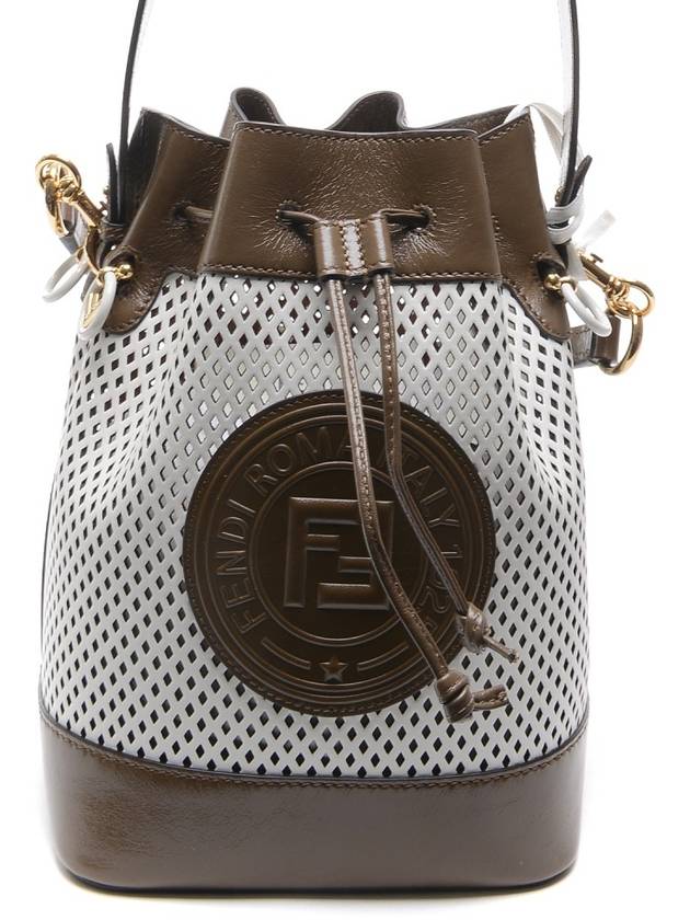 Luxury Fendi Montresor Logo Mesh Bucket Bag Brown