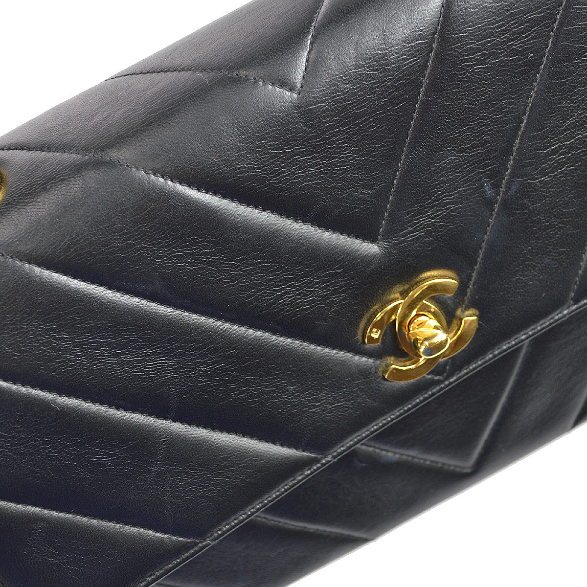 Luxury Chanel 1994-1996 V Stitch 2way Shoulder Handbag Black Lambskin
