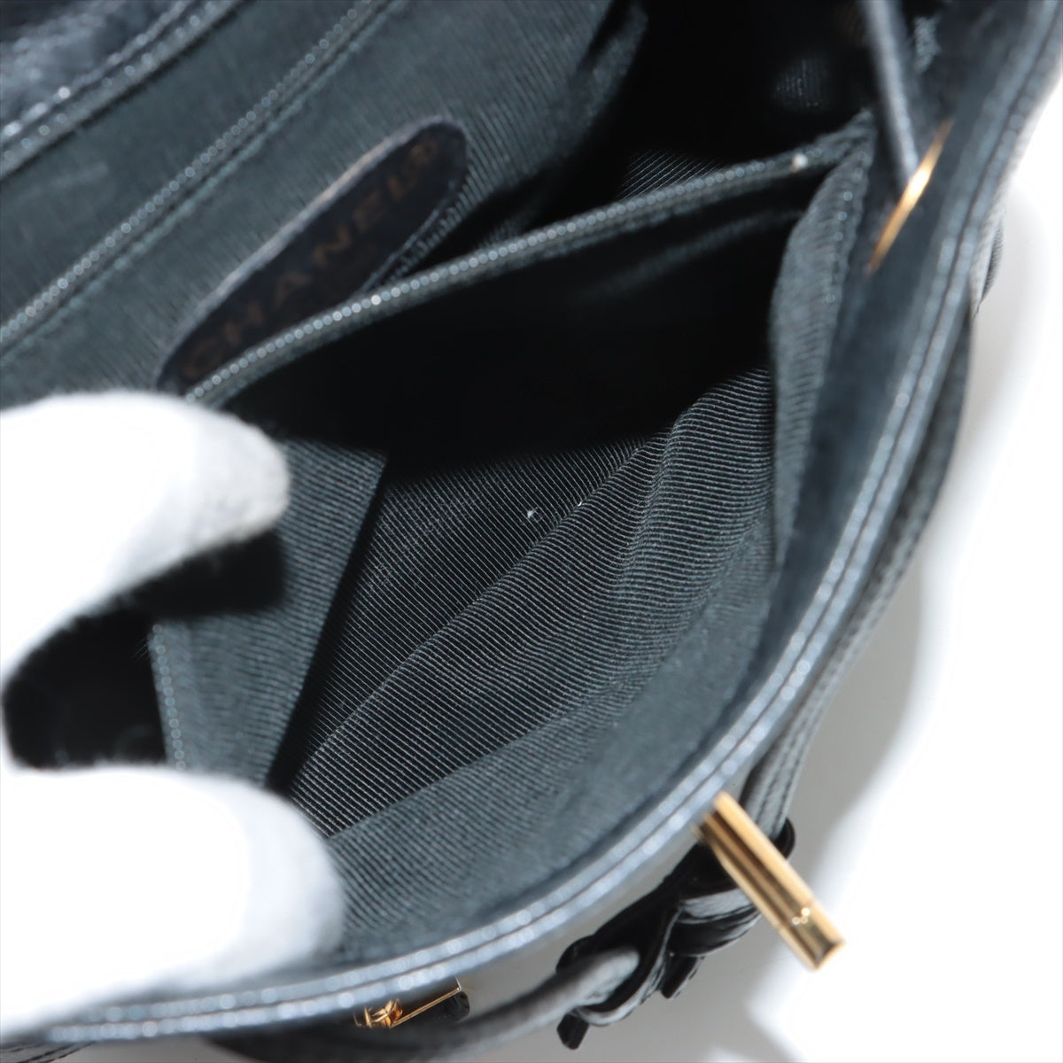 Chanel Triple Coco Cabia S Chain Rucks Black G  4th