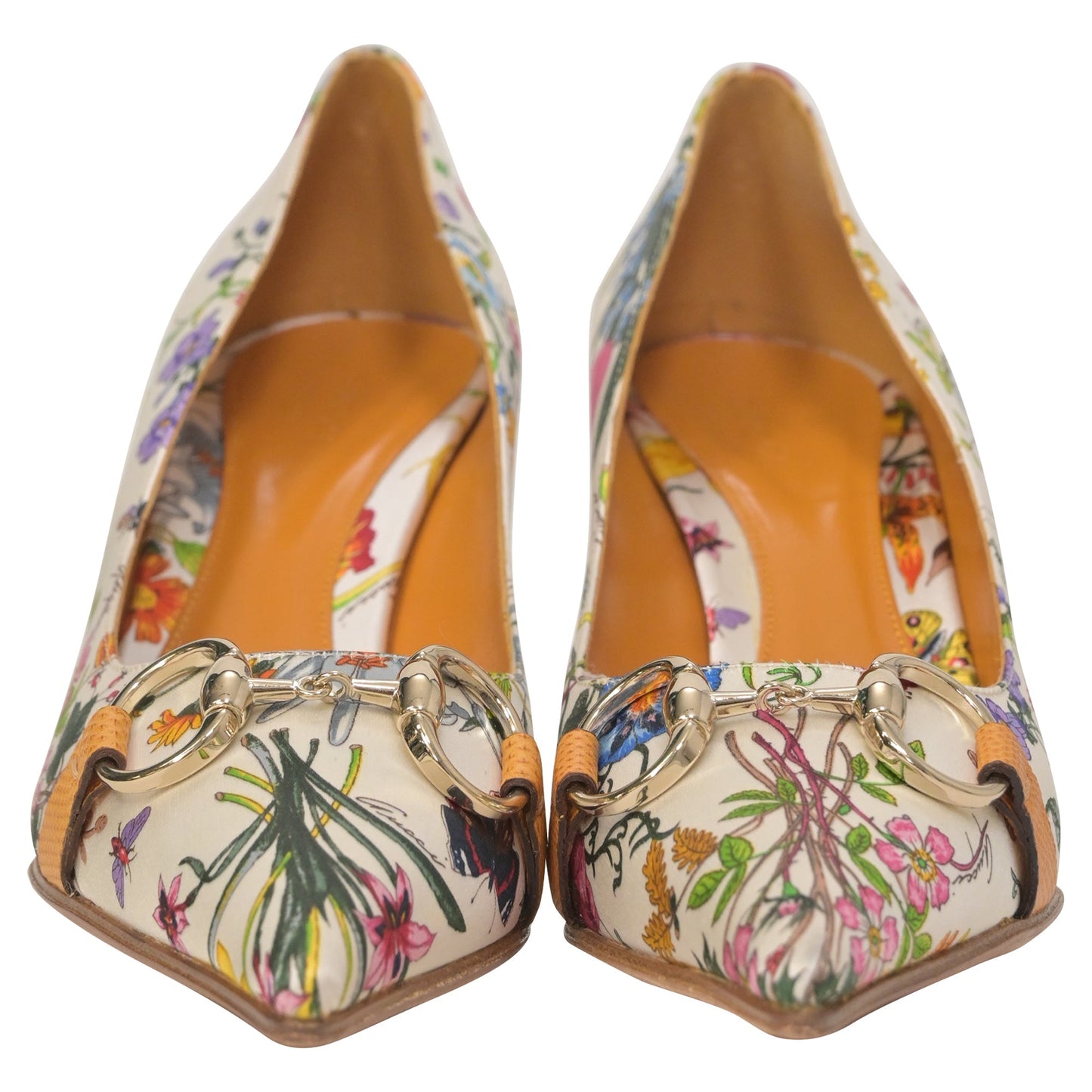 Luxury Gucci Trending 2025 Horsebit Pumps in Floral Print Satin