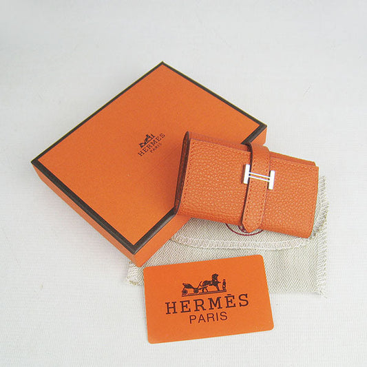 Luxury Hermes Wallet H022 Accessory Cow Leather Orange