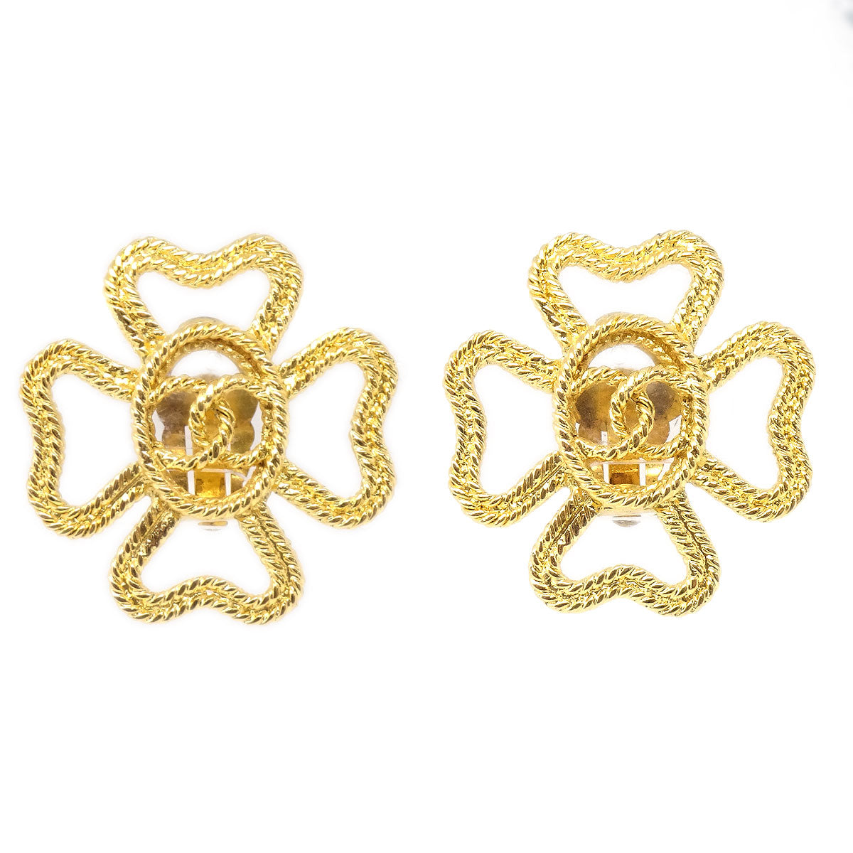 Luxury Chanel 1993 Floral Earrings Gold Clip-On 28