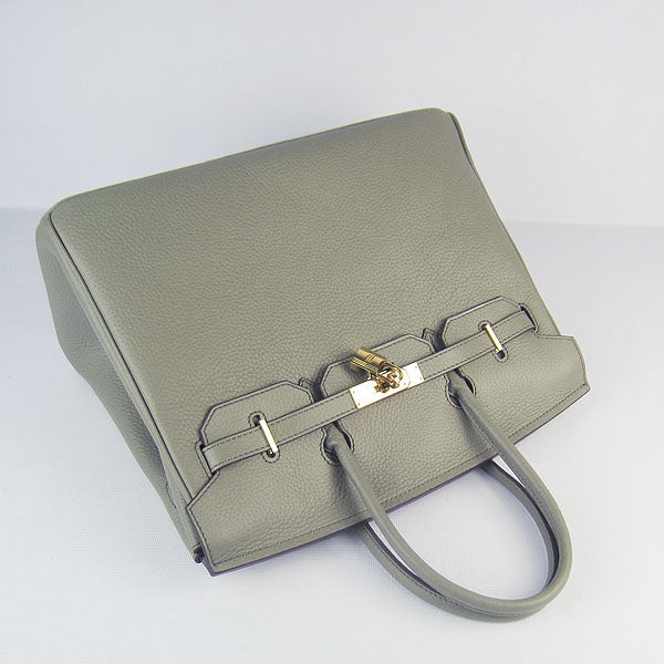 Luxury Hermes Birkin 30cm Togo Leather Handbags Dark Grey Golden