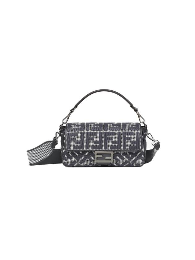Luxury Fendi FF Logo Baguette Shoulder Bag Grey