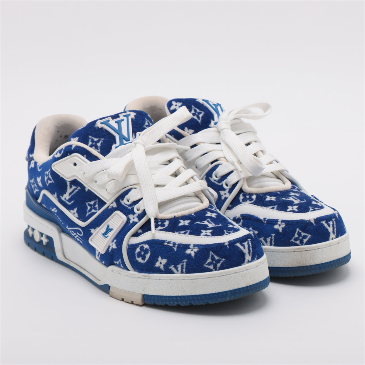 Louis Vuitton LV Trainer Line 23 Year Fabric Trainers 6 1/2 Men Blue LD0233 Monogram
