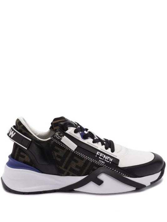 Luxury Fendi Flow FF Jacquard Leather Running Low Top Sneakers Black