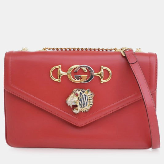 Luxury Gucci Trending 2025 Medium Leather Rajah Crossbody Bag