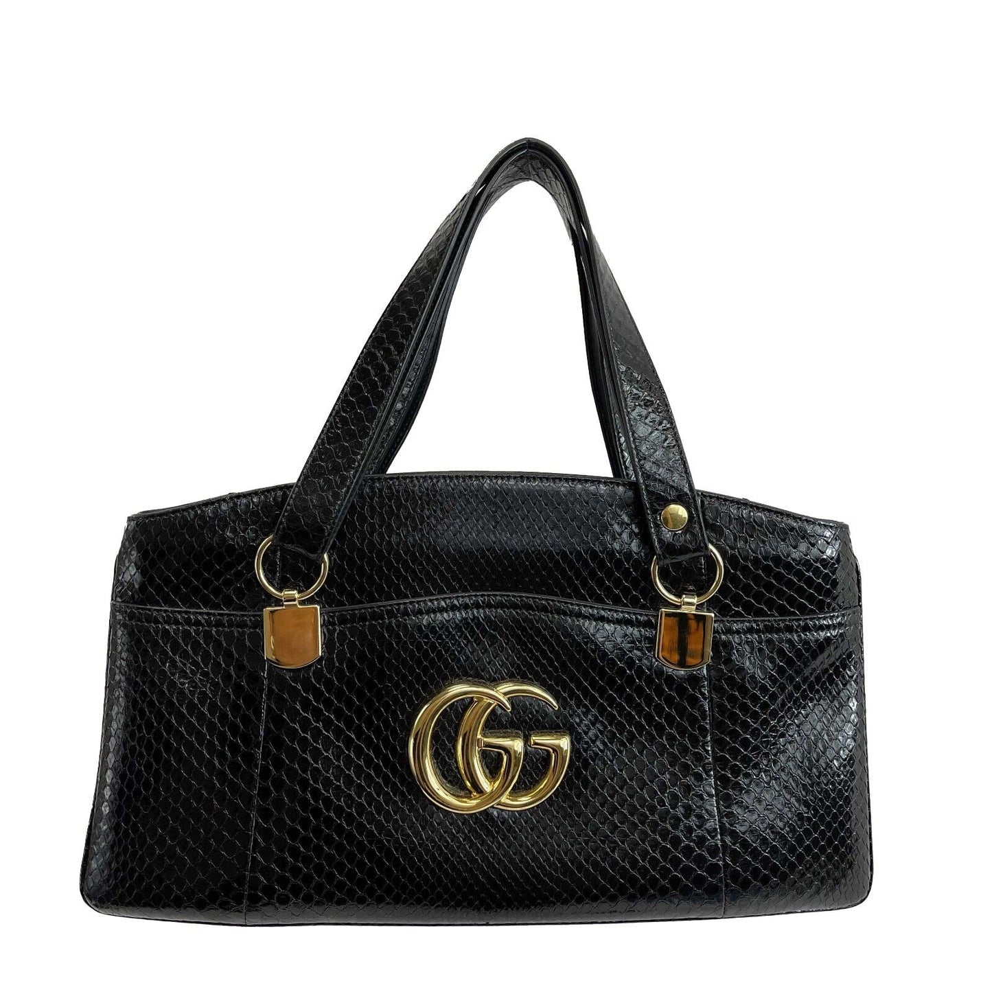 Luxury Gucci - Excellent - Arli Python Top Handle GG Bag w/ FULL KIT
