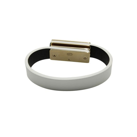 Luxury Chanel White Leather Logo Bracelet