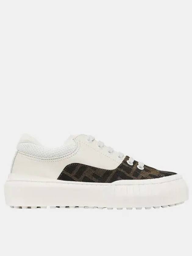 Luxury Fendi Kids Force Leather Low Top Sneakers White