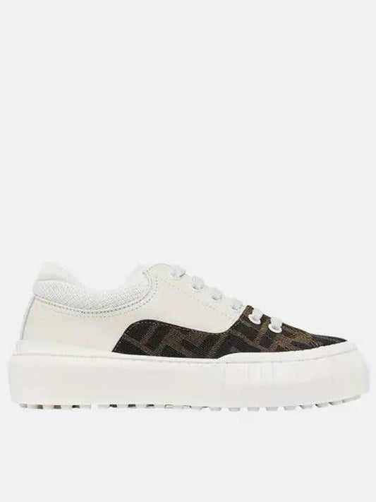 Luxury Fendi Kids Force Leather Low Top Sneakers White