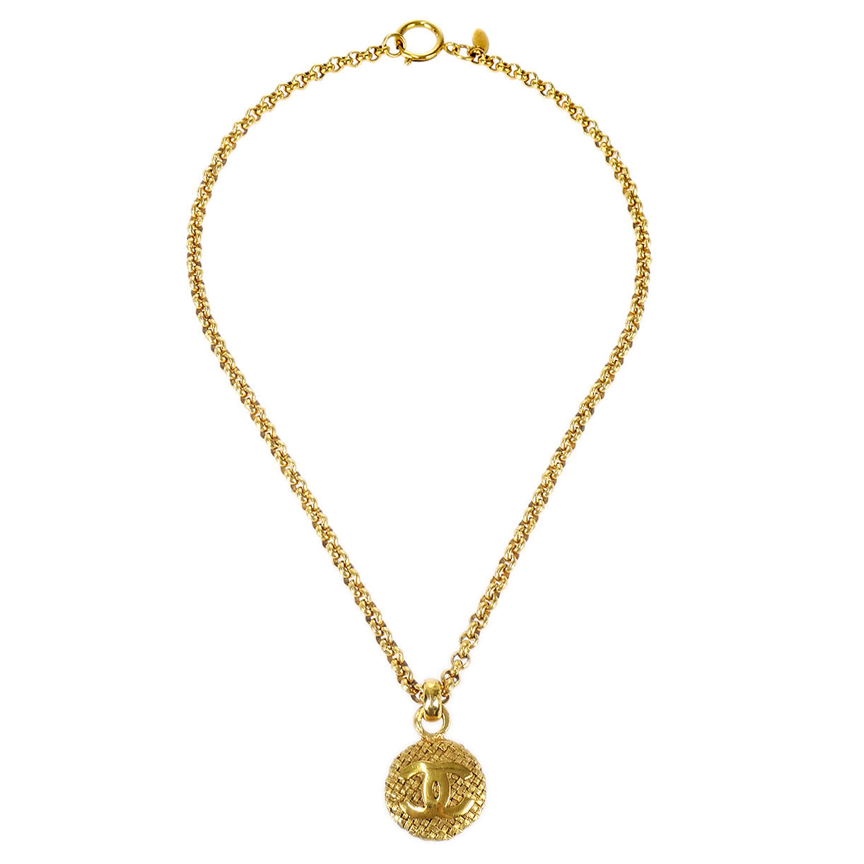 Luxury Chanel Medallion Gold Chain Pendant Necklace 3065/29