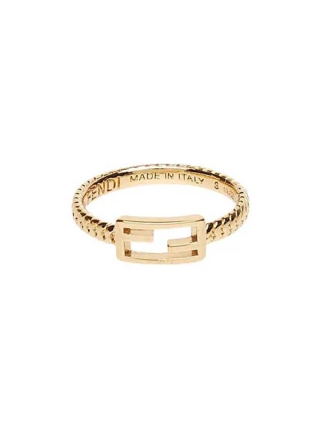 Luxury Fendi Link Chain Baguette Ring Gold