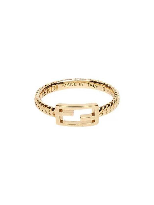 Luxury Fendi Link Chain Baguette Ring Gold